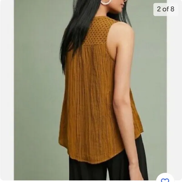 Anthropologie Akemi + Kin Sleeveless‎ Patterned Boho Brown Blouse - Image 5