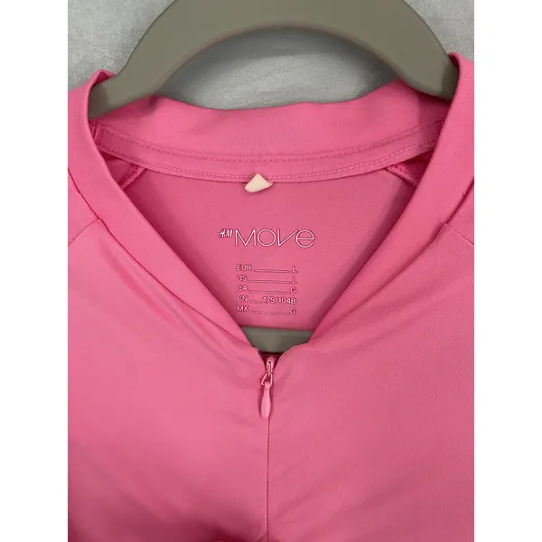 H&M Move Womens Cropped Quarter Zip Athletic Top Pink Thumbhole Size L - Image 4