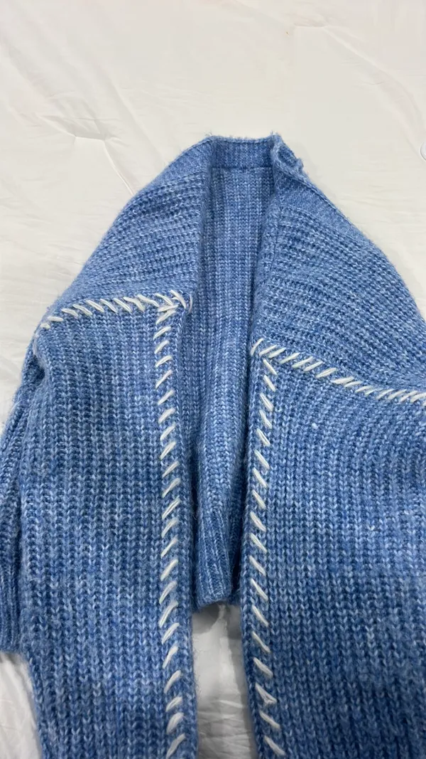 Anthropologie Chunky Baby Blue & White Cardigan - Image 2