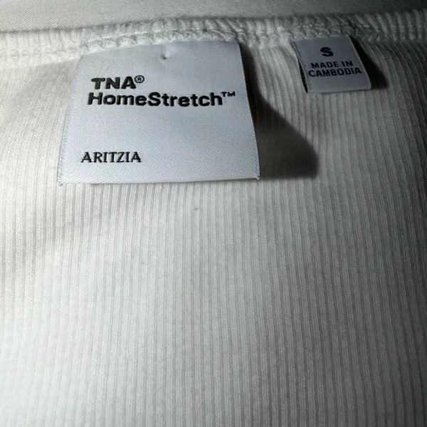 Aritzia TNA ribbed square neck white long sleeve - Image 3