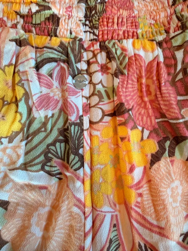 Roxy Viva La Vida Wide Leg Beach Pants XS NWT EcoVero Floral Resort Tropical - Image 4