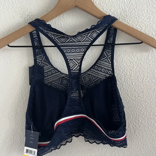 NWT Tommy Hilfiger Lace High Neck Bralette Classic Print Medium - Image 2