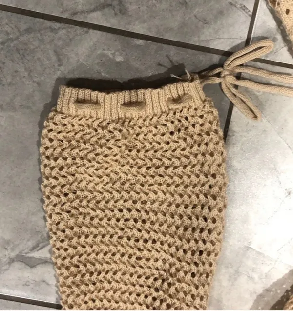 Crochet coverup dress adjustable Tan Size XXL - Image 4