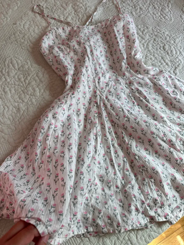 Flowing mini cotton sundress Pink - Image 2