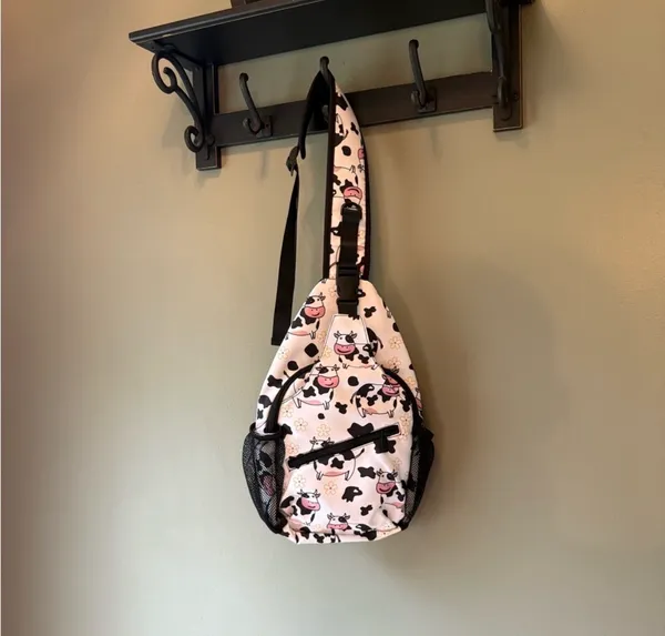 Cow Print Sling Bag Pink - Image 4