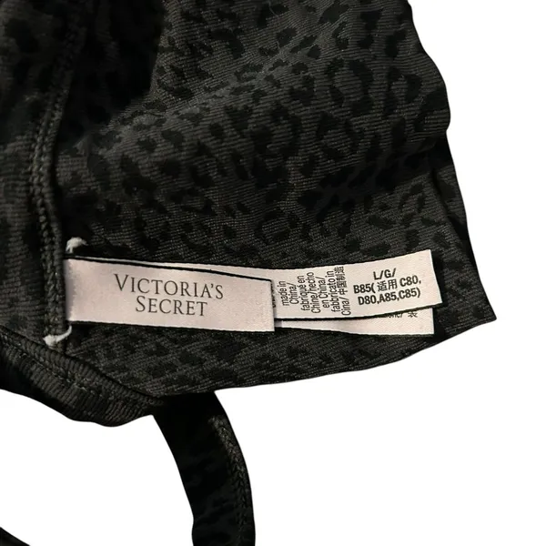 VICTORIAS SECRET Bralette Black Gray Animal Print Size L Casual Lounge Wireless - Image 5