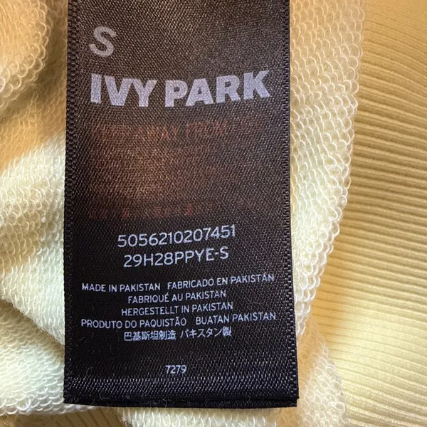 Ivy Park Cropped Oversized Hoodie Sweatshirt Sz S Pale Yellow Logo - Image 7