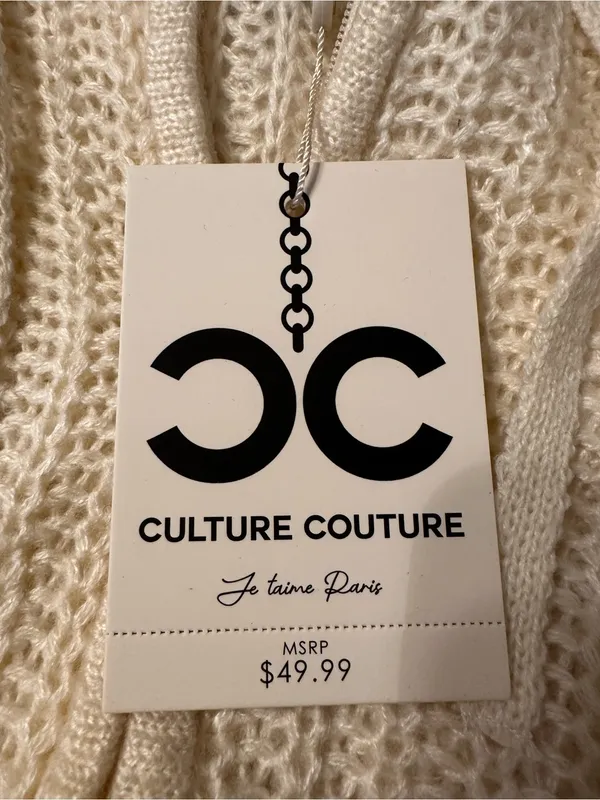 Culture Couture Cream Knit Zip-Up Hooded Sweater - NWT - Size XS (oversized) - Image 7
