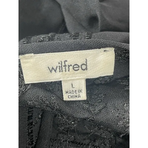 Wilfred Aritzia Black Embroidered Shift Dress L Sheer Lace Yoke Cover Up - Image 9
