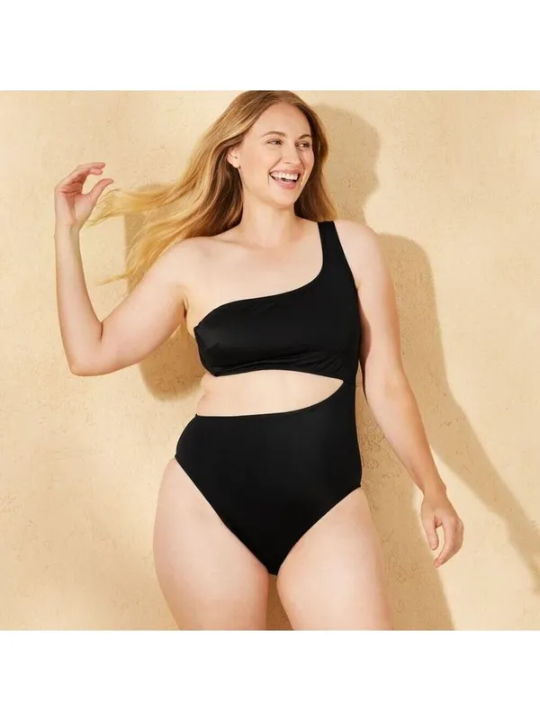 Shade & Shore Black One-Shoulder Swimsuit - Image 4