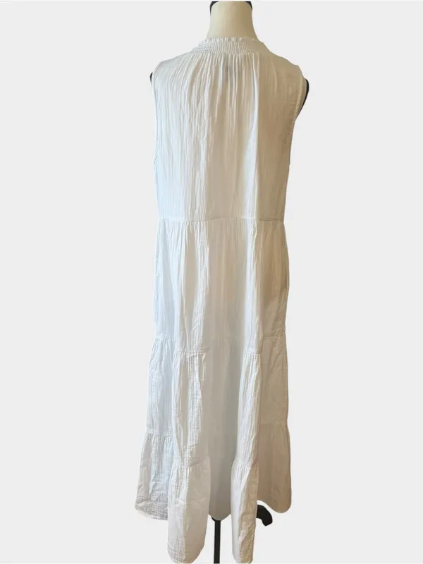 NWT Boden Double Cloth Tiered Maxi Dress White Cotton 8P Medium D0911 - Image 4