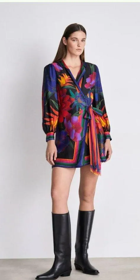 NWT Farm Rio FLOWER SEASON SCARF WRAP MINI DRESS - Day dress - Image 2