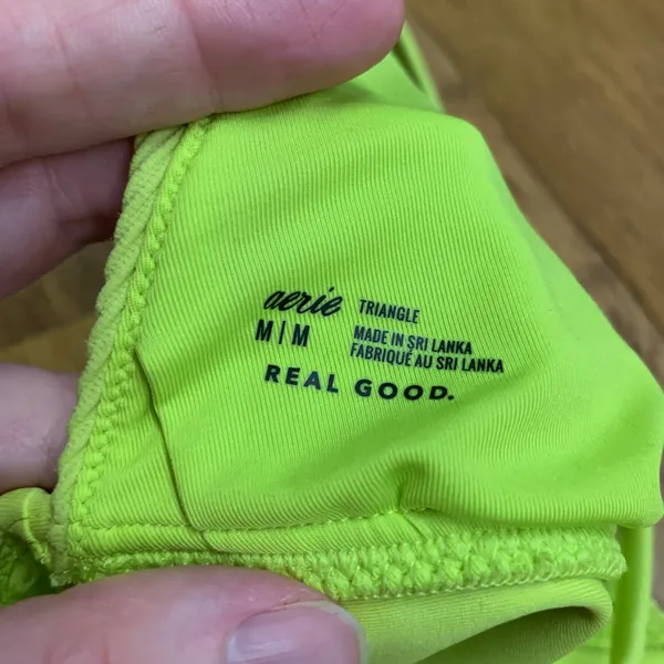 Aerie Triangle Bikini Top Ribbed Neon Green Womens Size Medium‎ Swimwear Summer - Image 3