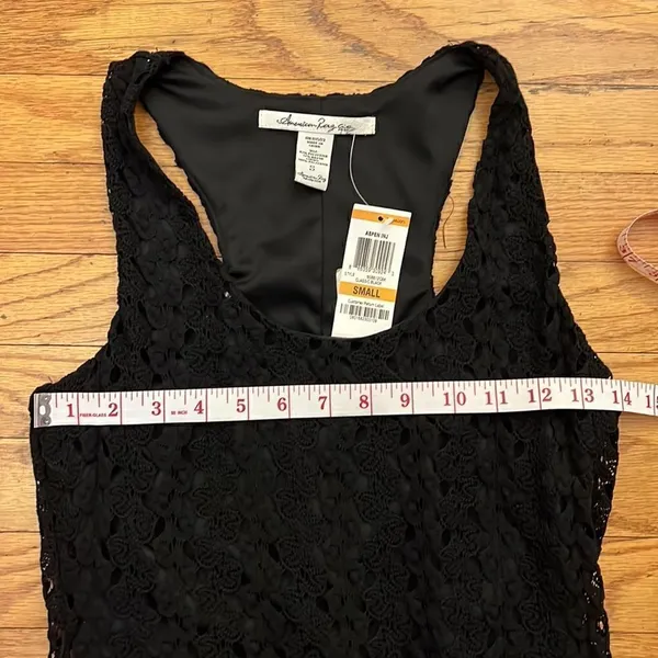 NWT American Rag Maxi Dress Womens Black Lace Racerback‎ Sheer Hem Slit Small - Image 8