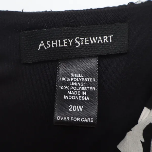 Ashley Stewart Dress Womens 20W Floral Ruffle Black White Sleeveless Excellent - Image 2