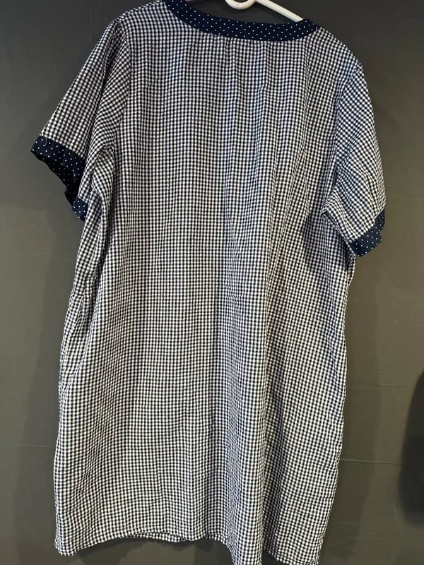 Croft & Barrow 2X Gingham Zip House Dress Robe Navy White Grannycore Comfy - Image 6