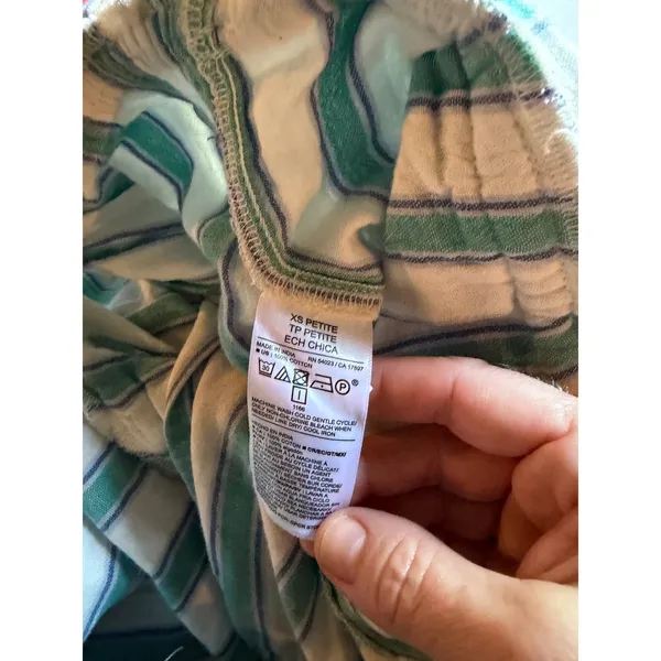 Old Navy XS Petite Coastal Stripe Cotton Romper Blue Green Drawstring Pockets - Image 9