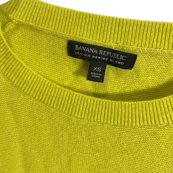Banana Republic XS‎ Merino Blend Crewneck Sweater Vibrant Yellow - Image 2