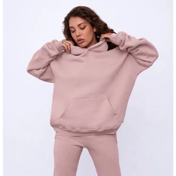SET ACTIVE Hoodie Sweatshirt Size Large Dusty Rose Pink Loungewear Athleisure - Image 2