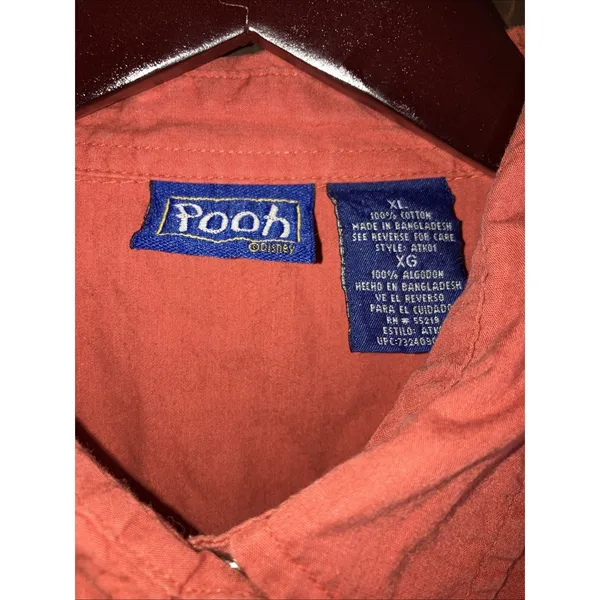 Vintage Disney Winnie the Pooh Shirt Womens XLarge Red Pearl Snap Button‎ up - Image 2