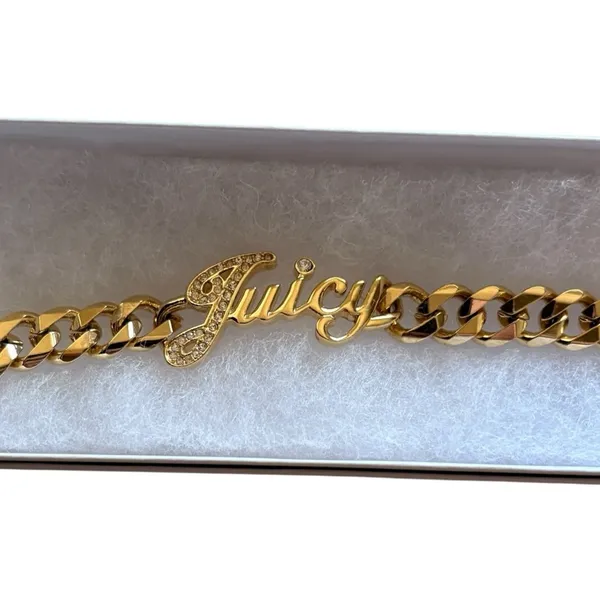 Juicy Couture "juicy" Crystal Gold Tone Magnetic Clasp Vintage - Image 2