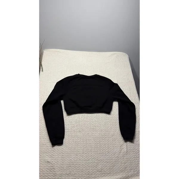 Alphalete Women Black Cropped Sweatshirt Logo Raglan Fleece XS 4707 - Image 2