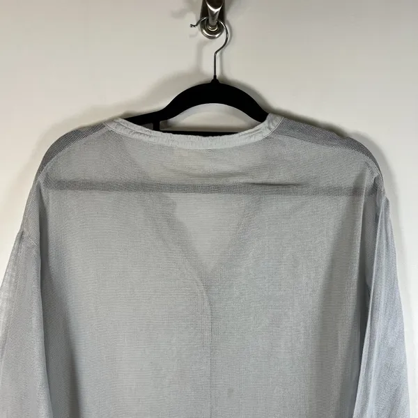 Anthropologie Meadow Rue Mesh Lace Embroidered Shirt Top Sz L Cottagecore Blue‎ - Image 10