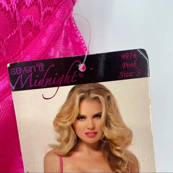 Seven Til’ Midnight‎ Lingerie Set Pink lace Garter & Thong small NWT - Image 2