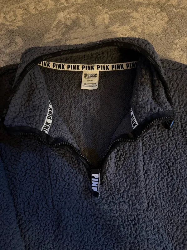 PINK Victoria's Secret Sherpa Quarter-Zip Pullover - Image 3