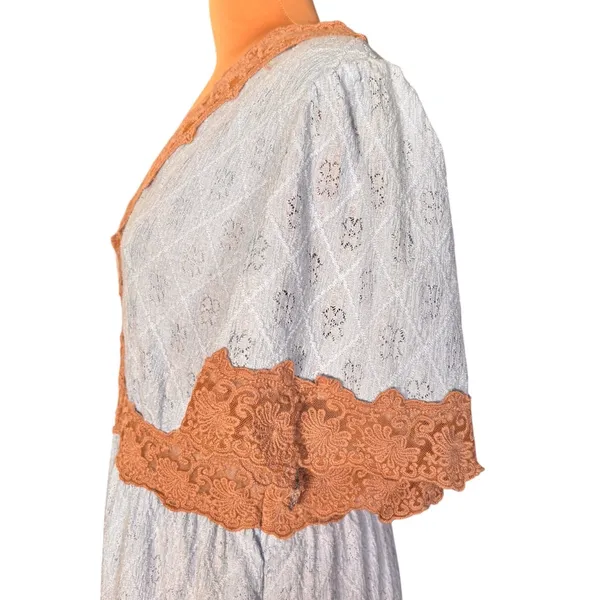 Davi & Dani Blue Lace Trim Tiered Maxi Dress Cottagecore Boho Dress Romantic - Image 6