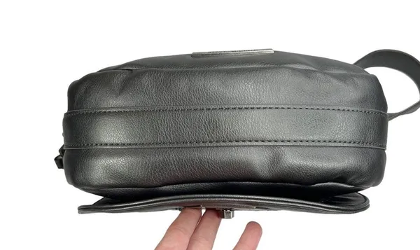 Steve Madden Gray Woven Faux Leather Crossbody Saddle Bag Purse - Image 7