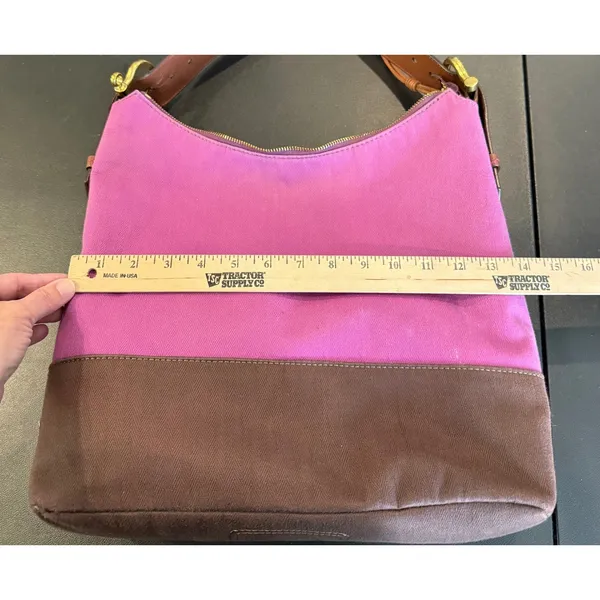 Sperry Top Sider Womens Large‎ Hobo Bag Purse Purple Canvas Leather Shoulder - Image 3