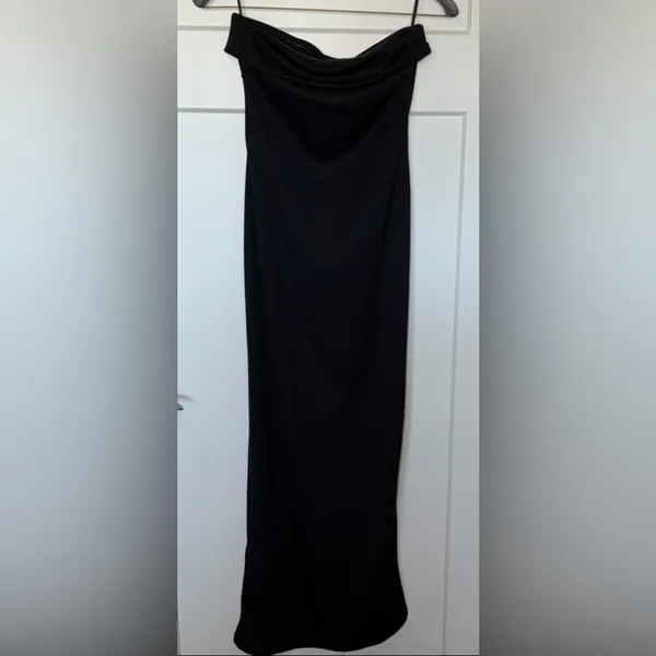Vici Celeste Ribbed Cut-Out Strapless Midi Dress - Black - Image 2