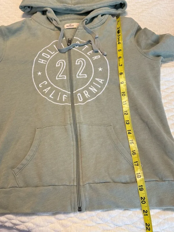 Y2K Hollister Zip Up Hoodie Sweatshirt Size Small Olive Sage Green Soft Comfy - Image 6