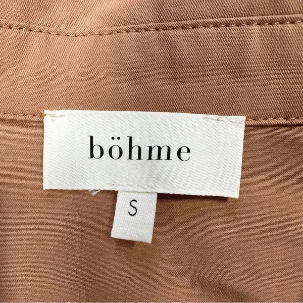 Bohme Makayla Mini Dress Smocked Balloon Sleeve Button Ruffle Tiered in Clay S - Image 13