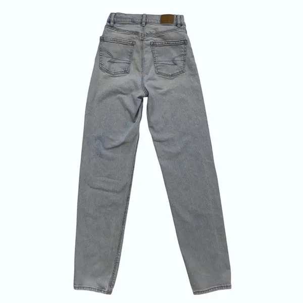 American Eagle Highest Rise Baggy Straight‎ Jeans Light Wash Blue Womens 000 Reg - Image 2