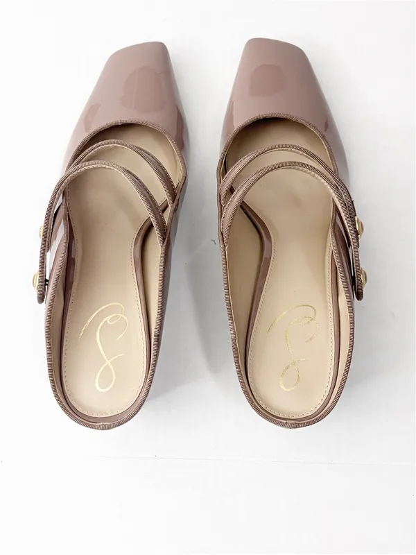 SAM EDELMAN McKenna Nude Patent Leather Strappy Mary Jane Mules Size 9 - Image 11