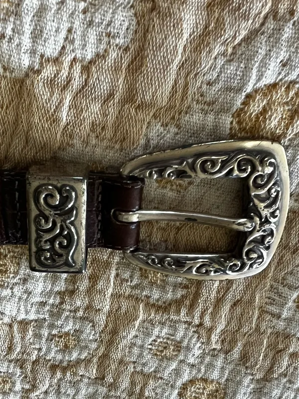 Brighton Brown croc Embossed Belt With Silvertone Hardware Vintage - Image 6