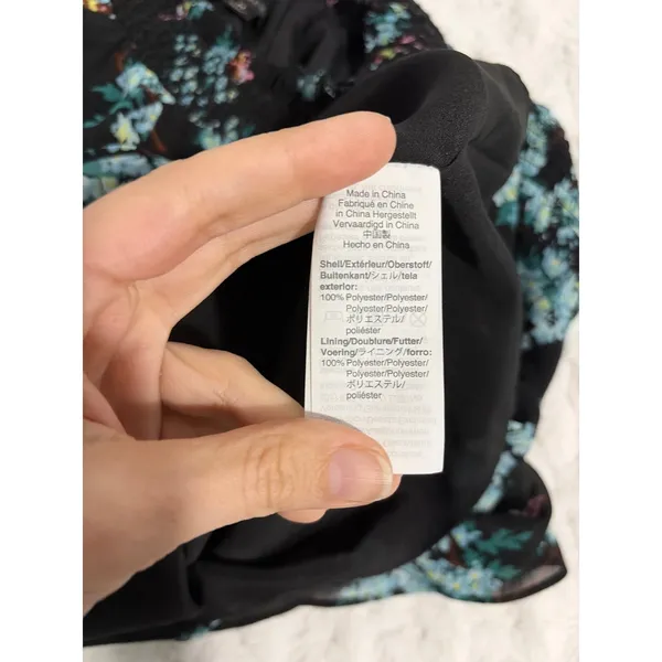 J. Crew Black Botanical Bees Print Smocked Waist Ruffle High Neck Midi Dress M - Image 6