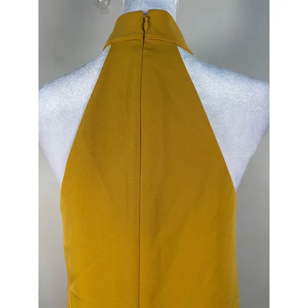 Mare Mare‎ x Anthropologie Halter Dress Women XS Gold Excellent Mod Mini Pocket - Image 9