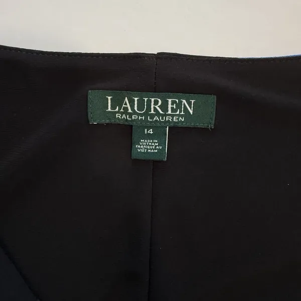 Ralph Lauren Blue Floral Bell‎ Sleeve Stretch Jersey Shift Dress Size 14 - Image 14