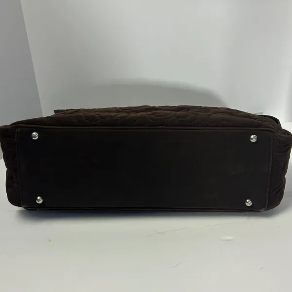 Vera Bradley Brown Quilted Briefcase Messenger Laptop Bag Floral‎ Lining - Image 4