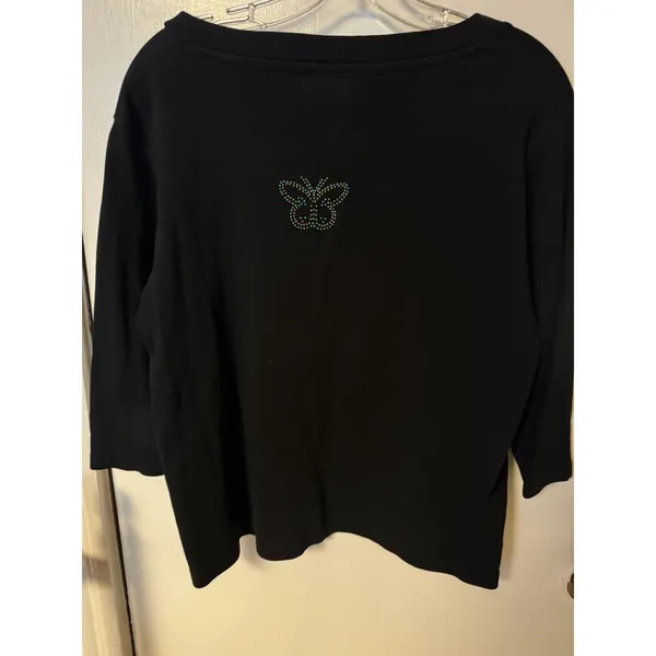 Bob‎ And Betty's Craft Women's Rhinestone And Turquoise Embellished Black Knit - Image 5