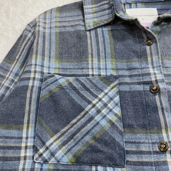Panache Apparel S Flannel Shirt Rock‎ & Roll Graphic Guitar Patch Plaid Western - Image 3