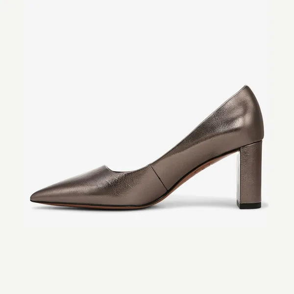 Franco Sarto Giovanna Pump- Pewter Metallic Faux Leather- Size 8.5M - Image 2