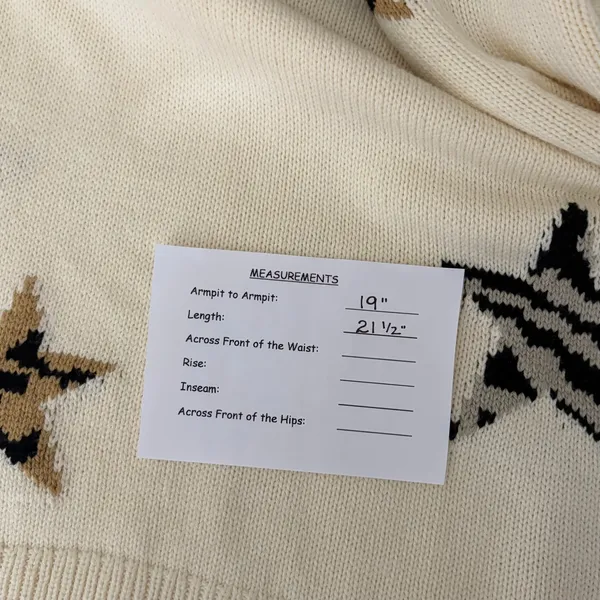 RAILS Perci Animal Star Sweater Ivory Black Camel Cotton Blend Knit X-Small - Image 15