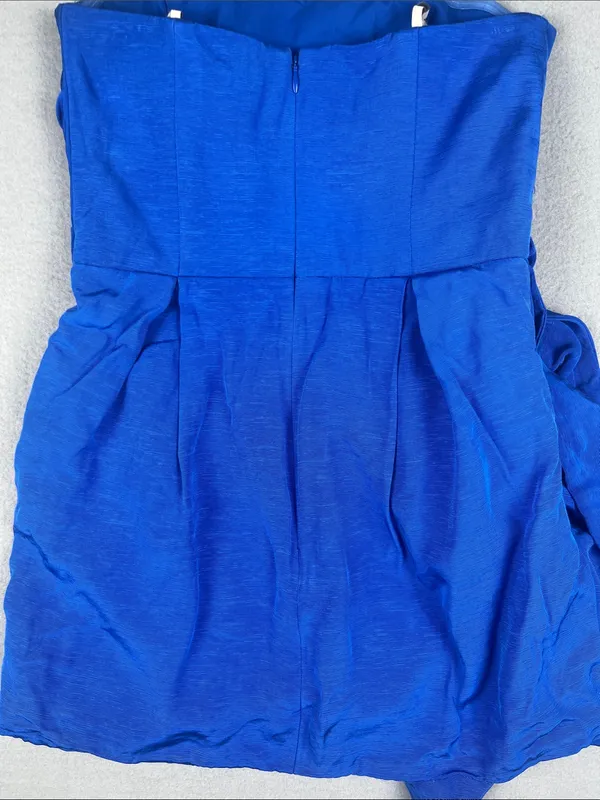 Monique Lhuillier Strapless Cobalt Blue Faille Minidress Size: 4 - Image 6