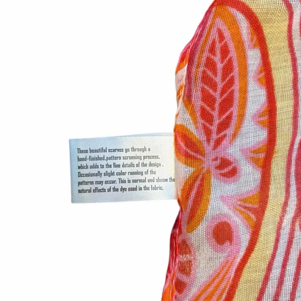 Beautiful Pink Flowy Paisley Scarf Size Approximately 71 1/2” x 12” - Image 4