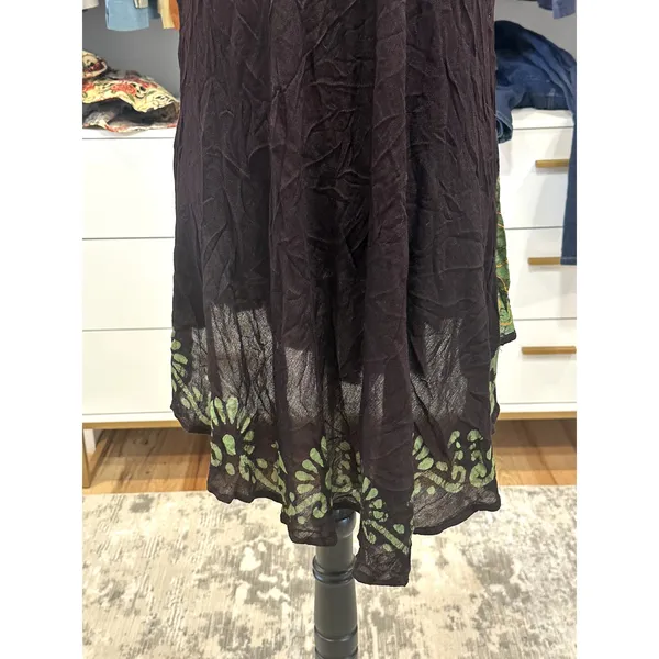 Sunflower Women's Sleevelss Tunic Dress Black Yellow Floral OS Semi Sheer - Image 6