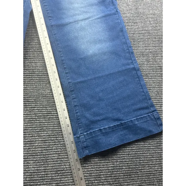 Womens XL 32x24 Wide Leg Cropped Jeans High Rise Patch Pocket Medium Blue Denim - Image 6